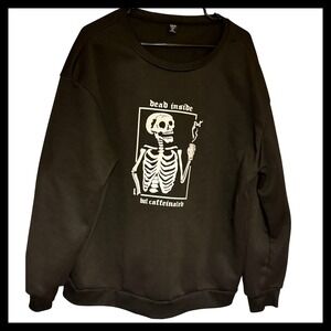 SHEIN CURVE Skeleton Dead Inside Sweatshirt Black 4XL